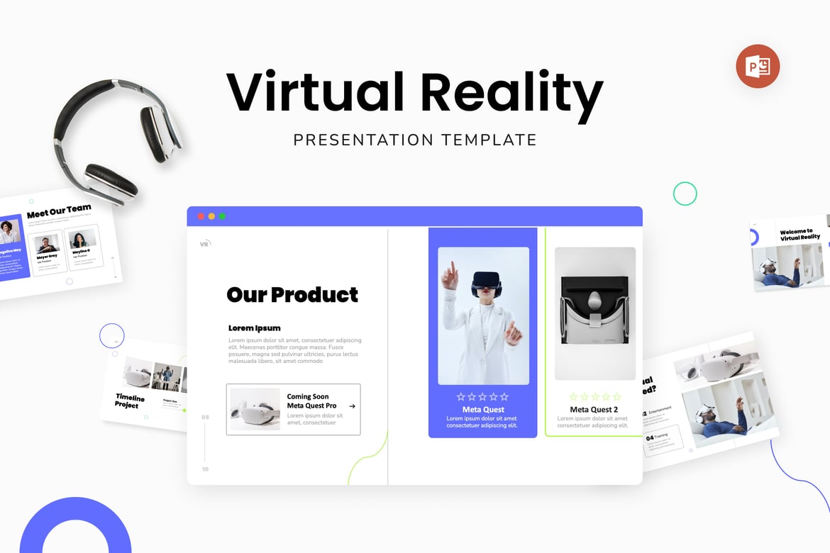 Template Powerpoint Realitas Virtual yang Futuristik
