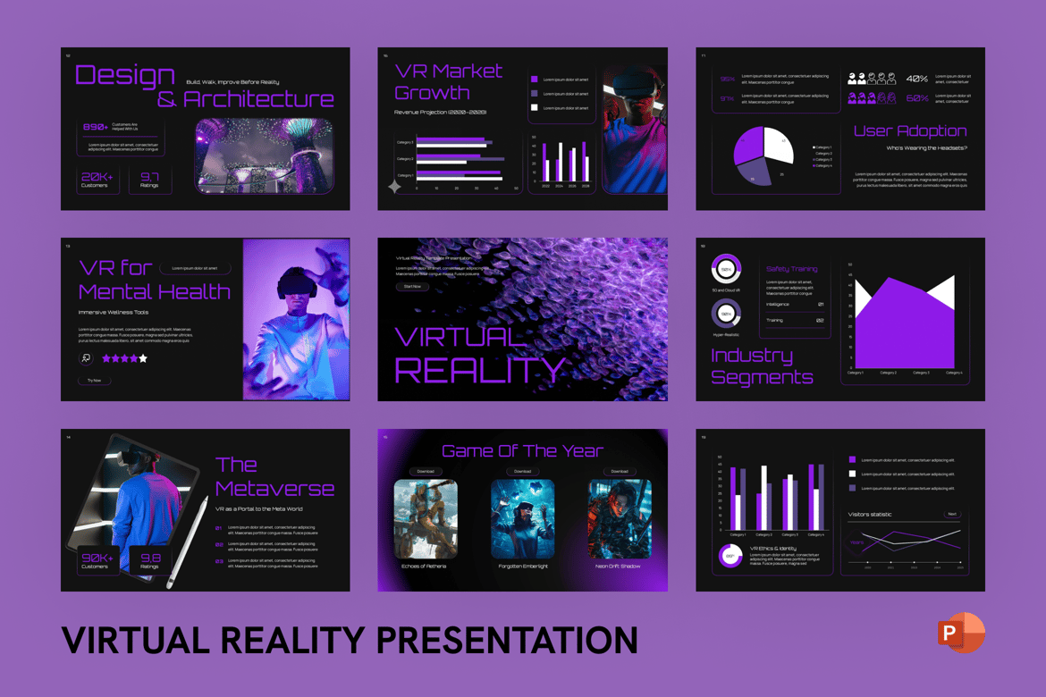 Template Presentasi PowerPoint Realitas Virtual yang Futuristik