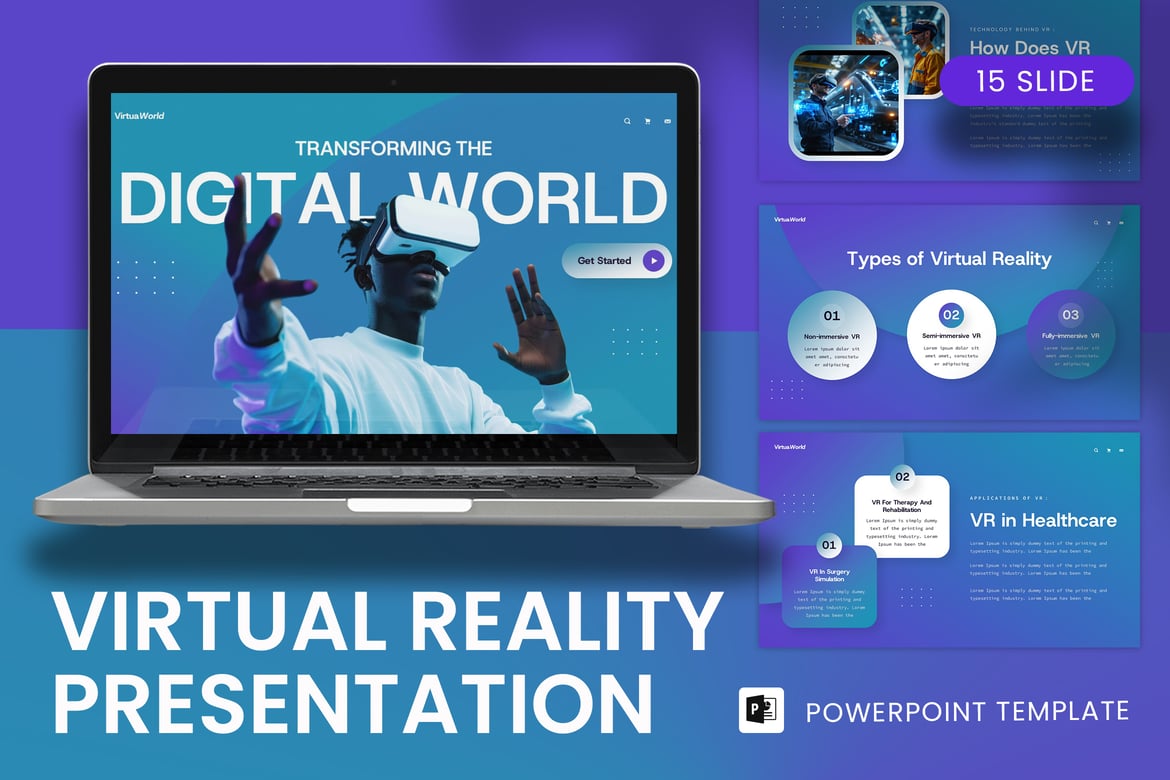 Template Presentasi PowerPoint Realitas Virtual yang Menarik