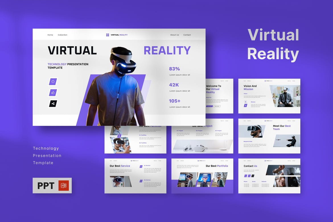 Template Powerpoint Teknologi Virtual Reality yang Menarik