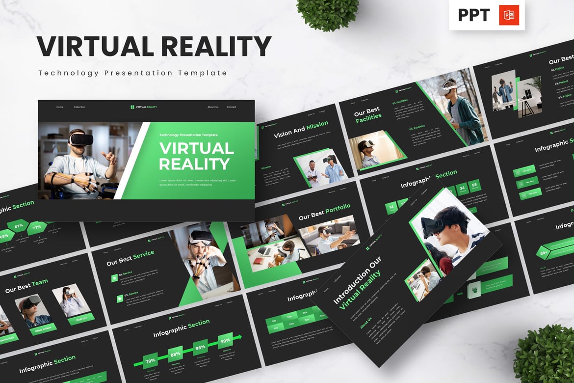 Template PowerPoint Realitas Virtual - Inovasi Teknologi Terkini