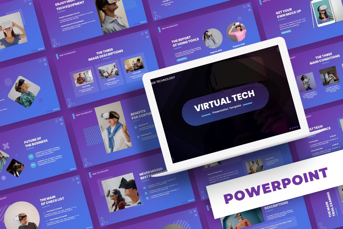 Template PowerPoint Virtual Tech - Solusi Presentasi Profesional