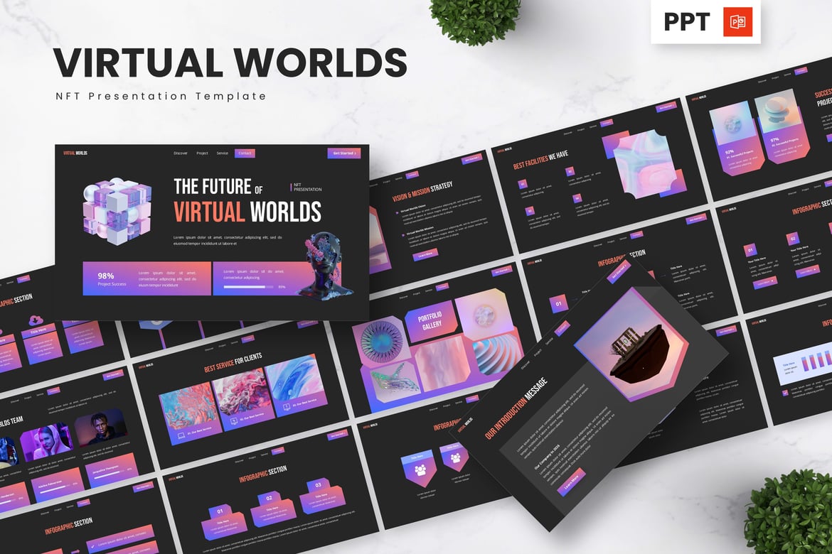 Template Powerpoint untuk Dunia Virtual - NFT