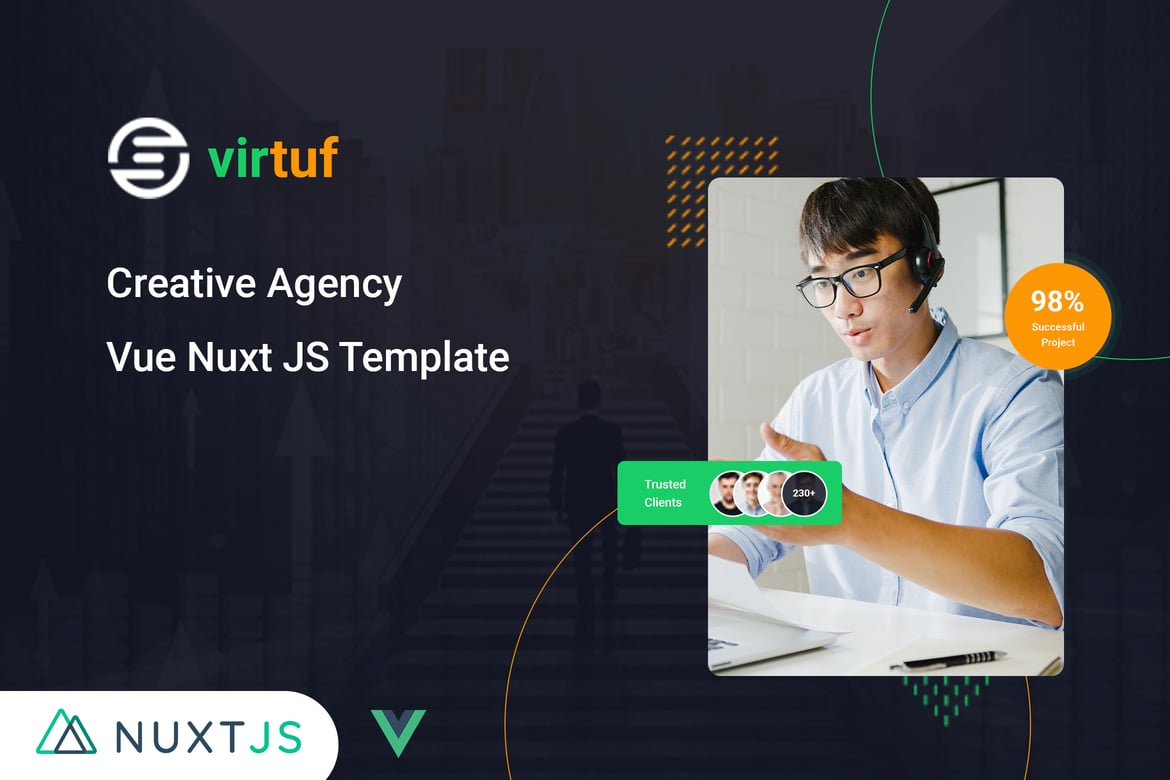 Virtuf – Template Website Kreatif untuk Agensi dengan Vue Nuxt JS