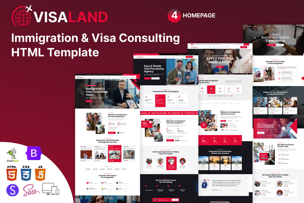 Visaland – Template Website Konsultasi Imigrasi & Visa yang Modern