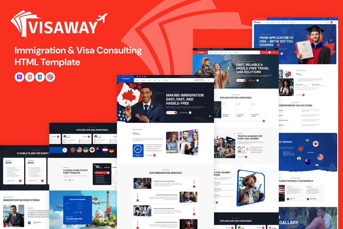 Visaway – Template Website Konsultasi Imigrasi dan Visa yang Modern