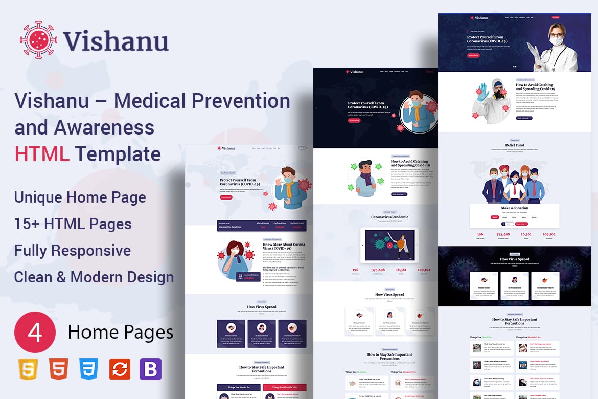Vishanu – Template Website Medis untuk Pencegahan dan Kesadaran Coronavirus