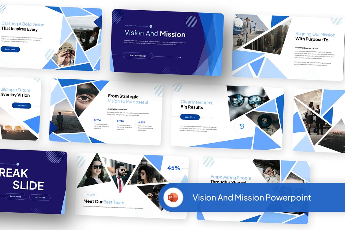 Template PowerPoint Visi & Misi Modern untuk Presentasi Menarik