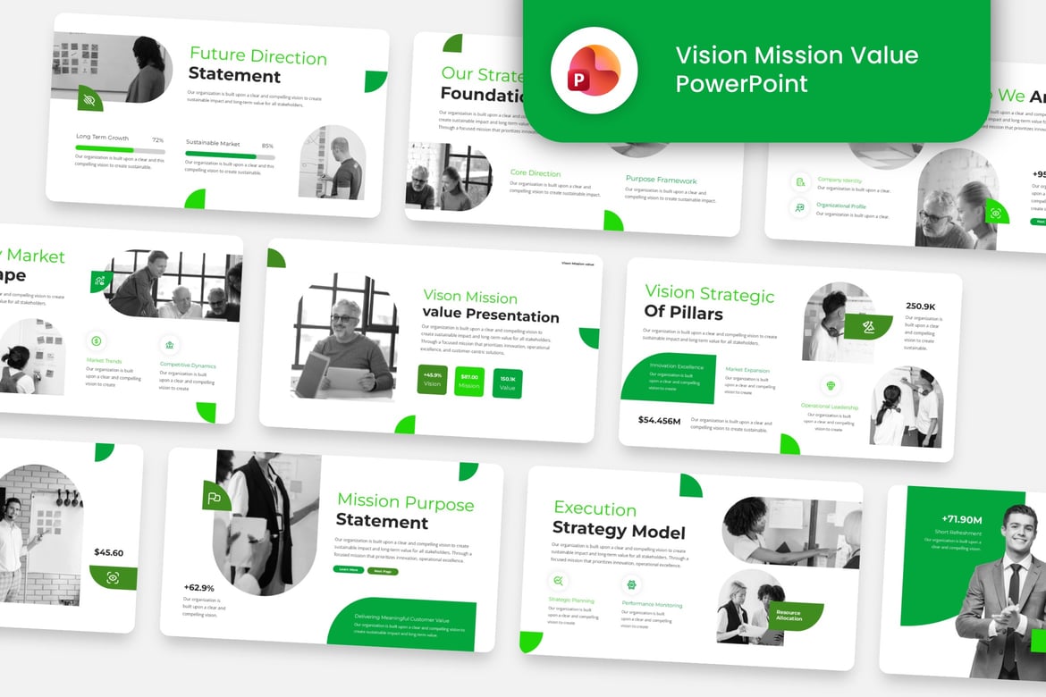 Template Powerpoint Visibilitas dan Misi yang Kreatif