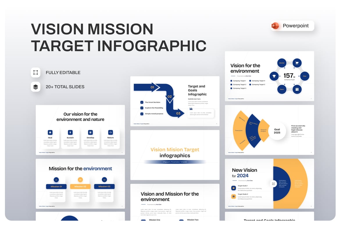 Template PowerPoint Infografis Visi dan Misi yang Menarik
