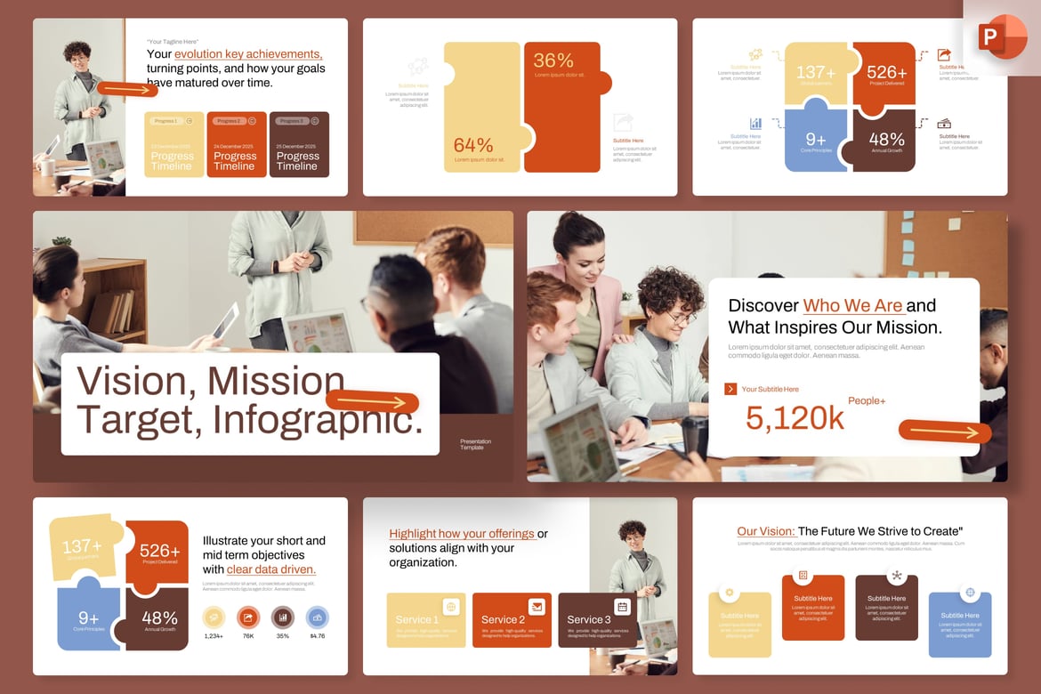 Template Presentasi PowerPoint Visi Misi Target yang Modern dan Profesional