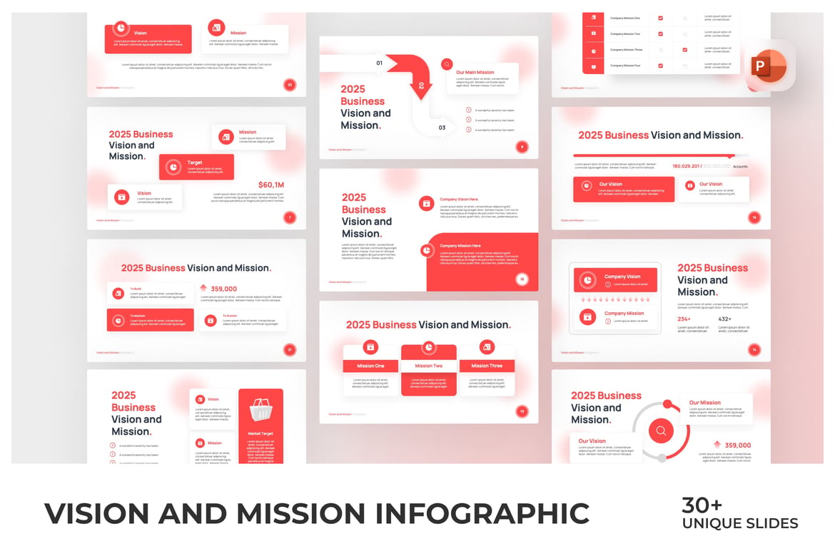 Template PowerPoint Infografis Visi dan Misi yang Menarik