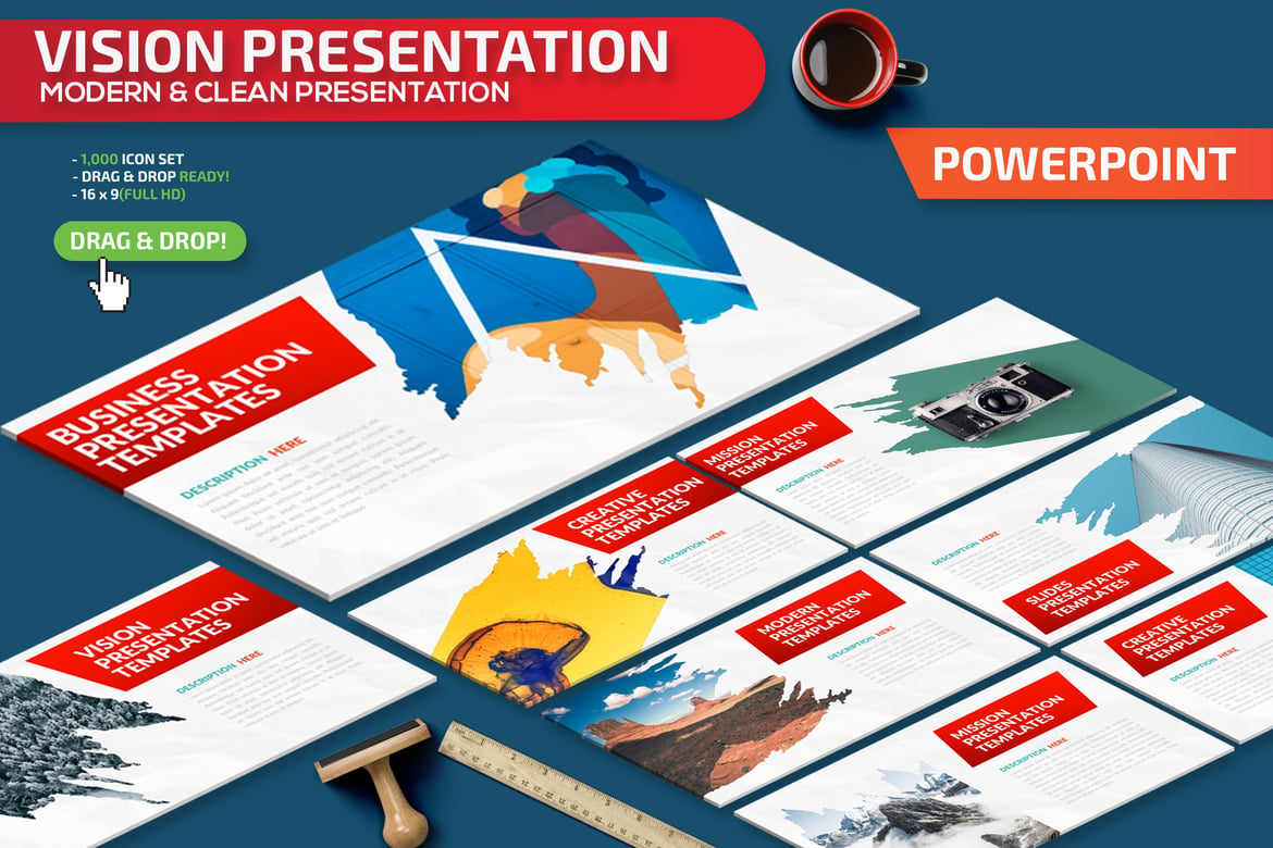 Template Presentasi PowerPoint Vision yang Menarik