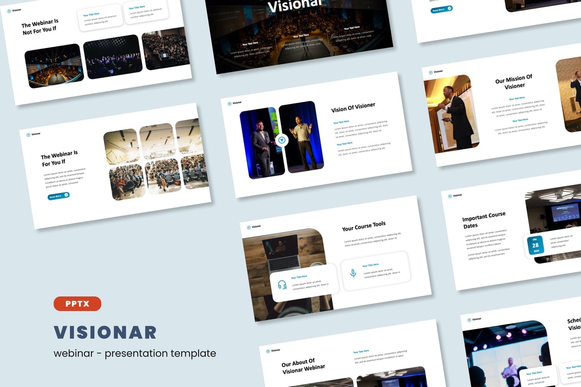 Template PowerPoint Webinar VISIONAR yang Menarik dan Profesional