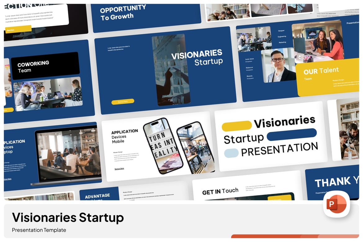 Template Presentasi PowerPoint Visionaries untuk Startup