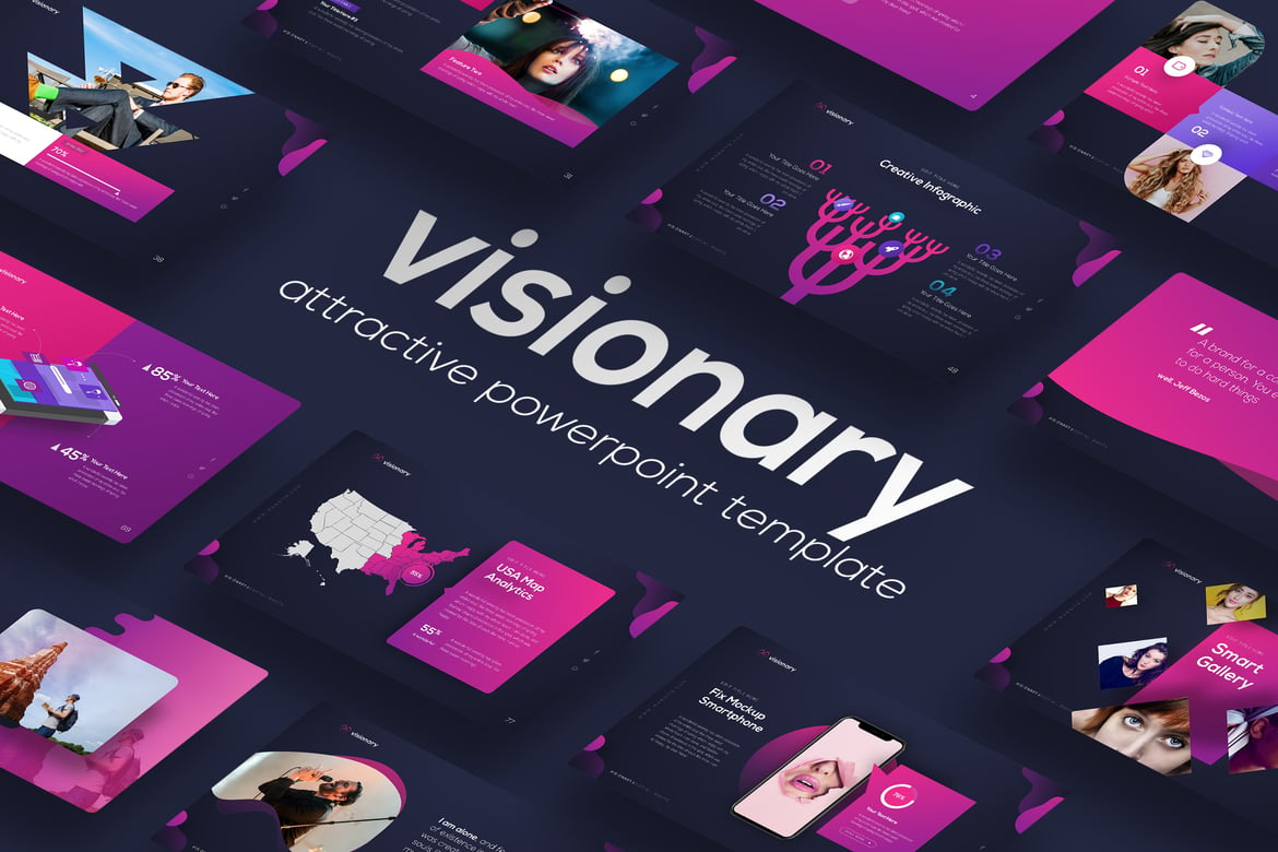 Template Presentasi PowerPoint Visionary yang Menarik dan Elegan