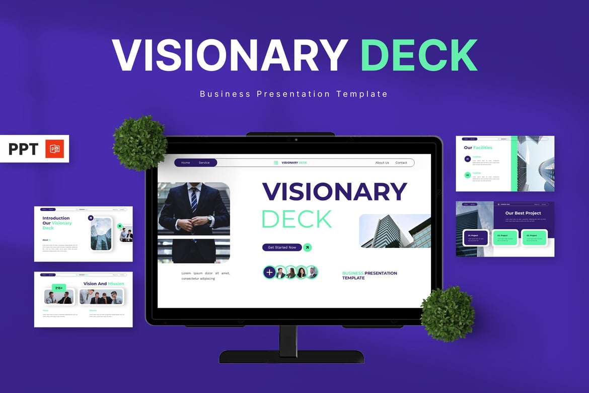 Template Presentasi PowerPoint Visionary Deck untuk Bisnis