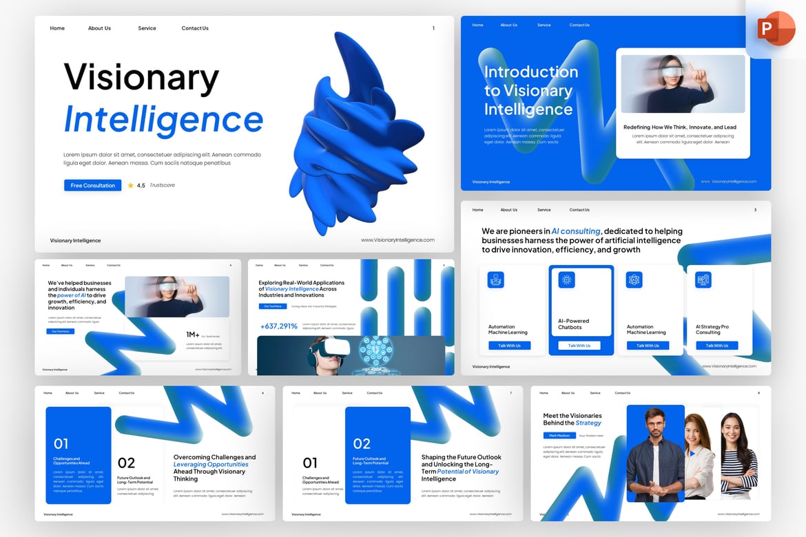Template PowerPoint Visioner untuk Kecerdasan Buatan