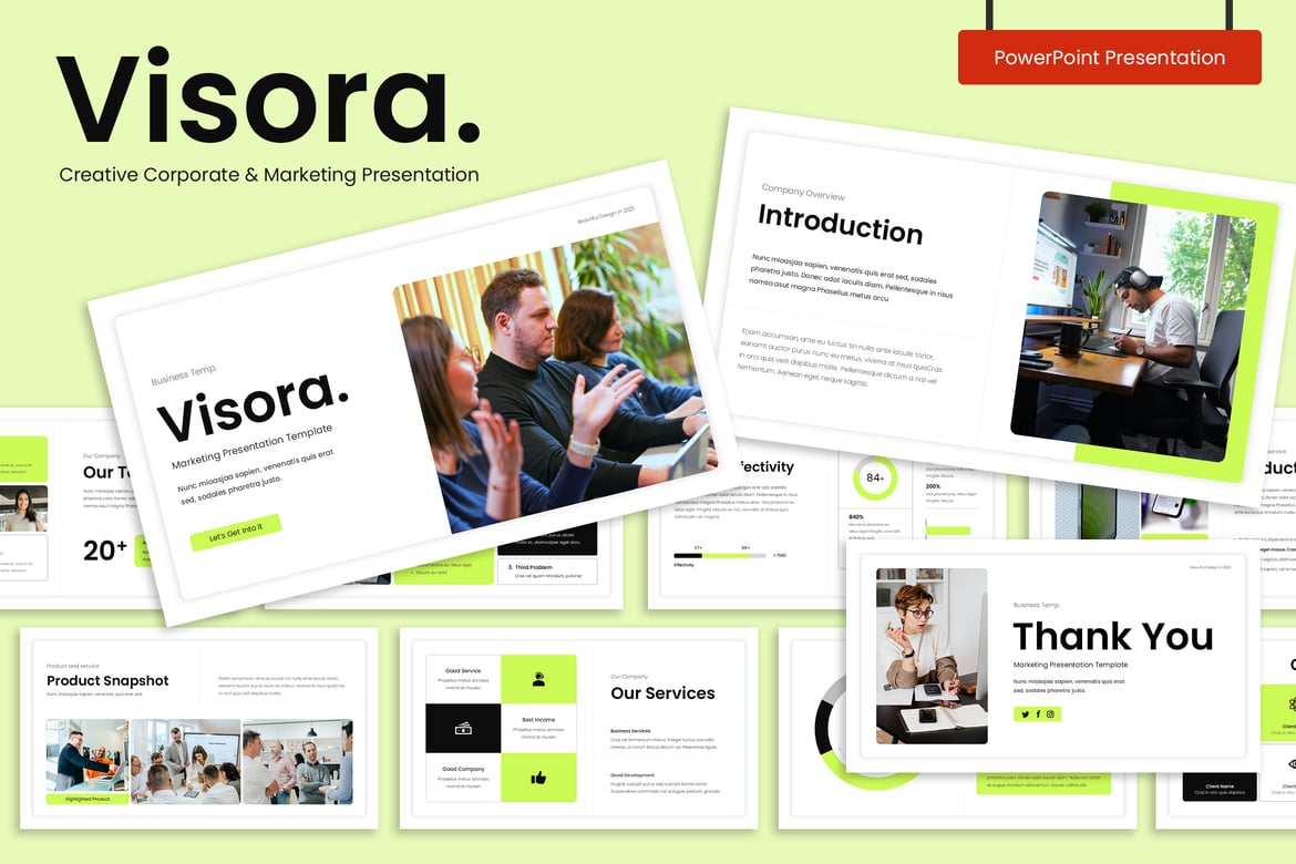 Visora - Template Presentasi Powerpoint Kreatif untuk Korporat & Pemasaran