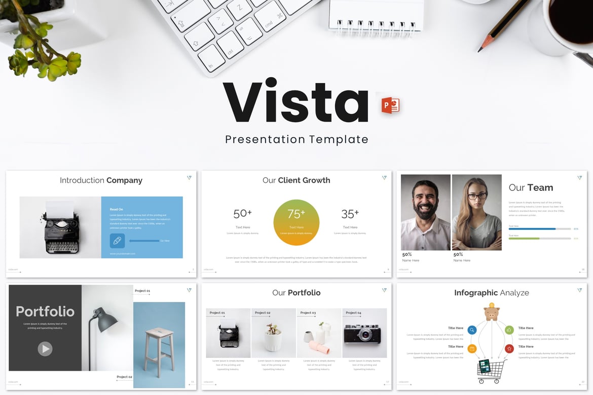 Vista - Template Presentasi PowerPoint Kreatif dan Minimalis