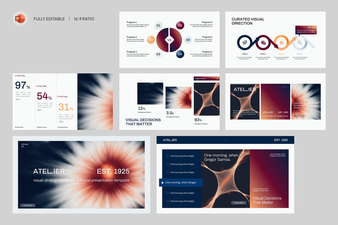 Template PowerPoint Ringkasan Strategi Visual yang Menarik