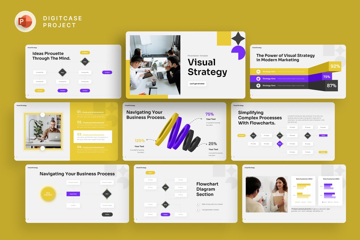 Template Presentasi Strategi Visual - PowerPoint Modern