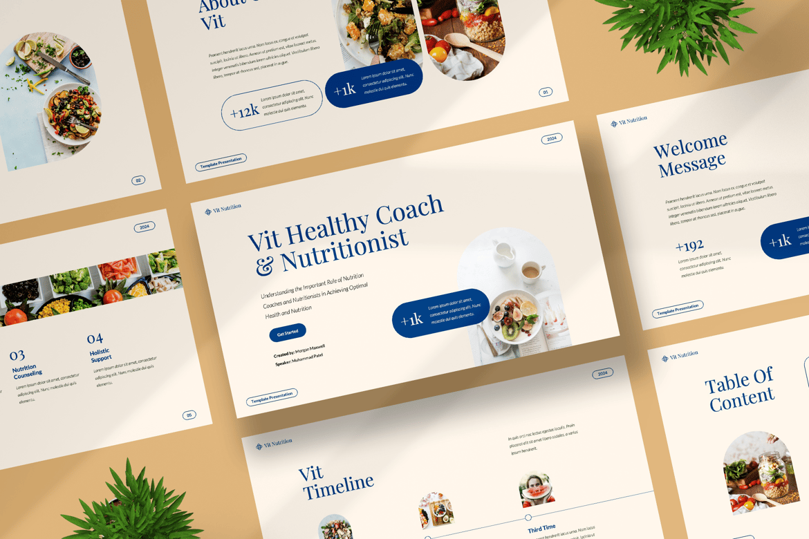 Template Powerpoint Sehat: Pelatih & Nutrisionis yang Modern