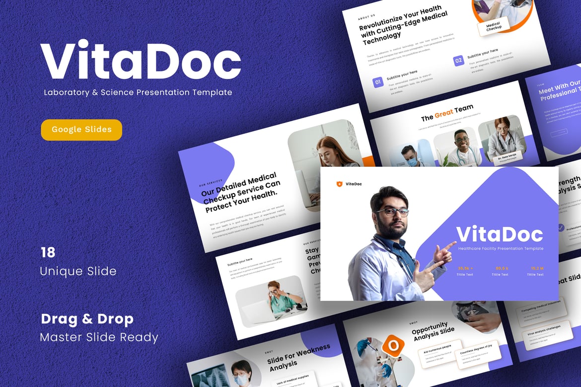 Template PowerPoint Medis Vitadoc yang Modern dan Profesional