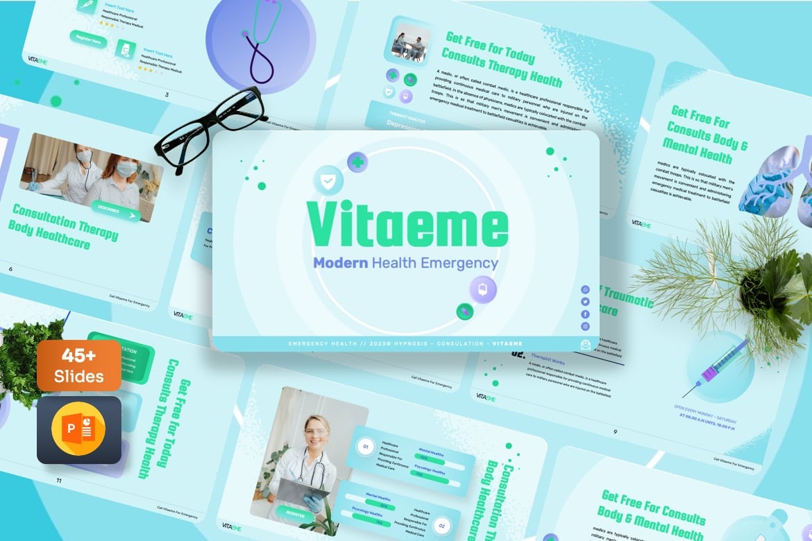 Vitaeme - Template Powerpoint Kesehatan Modern yang Menarik