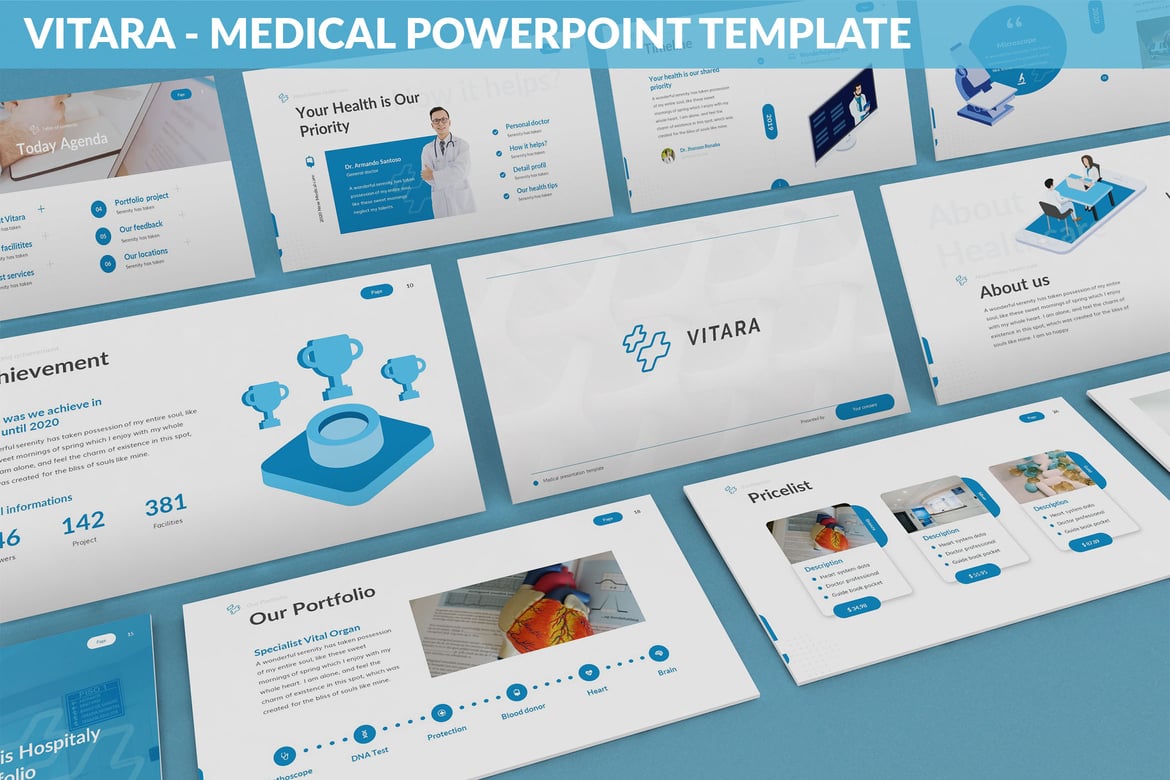 Vitara - Template Presentasi Medis PowerPoint yang Elegan