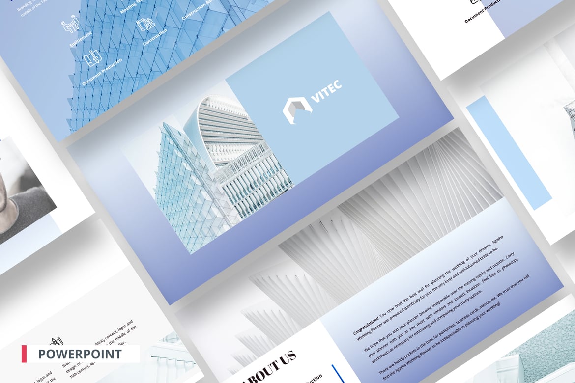 Template PowerPoint Vitec untuk Bangunan & Konstruksi yang Profesional