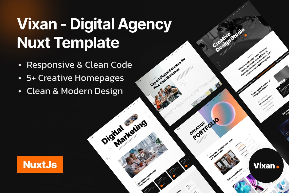 Vixan - Template Website Kreatif Berbasis Nuxt.js