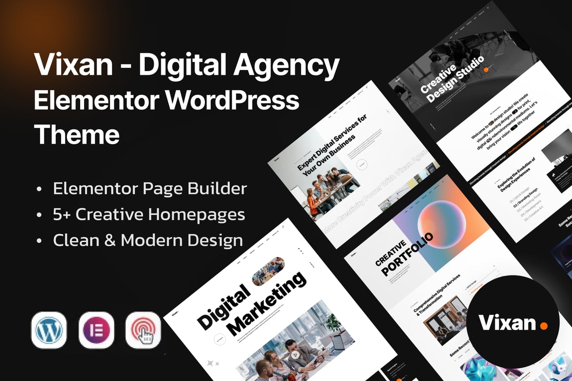 Vixan - Tema WordPress Elementor untuk Agensi Kreatif Modern