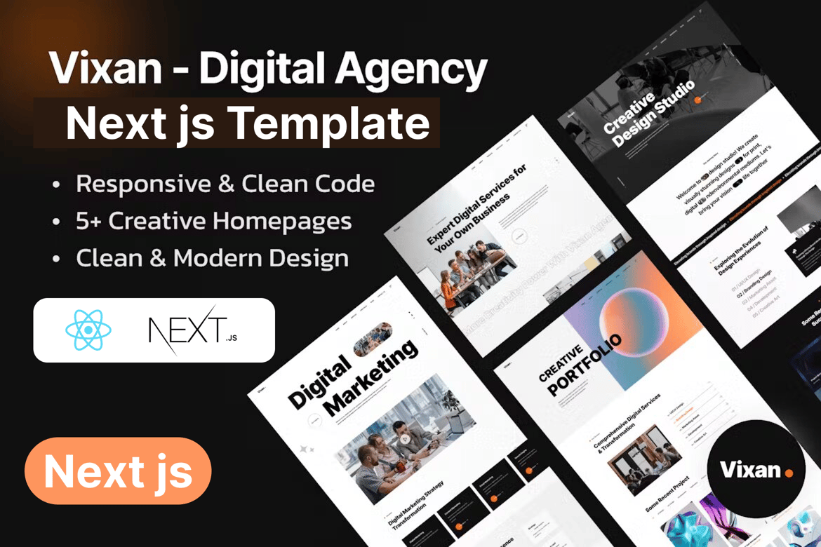 Vixan - Template Website Kreatif Digital Berbasis Next.js