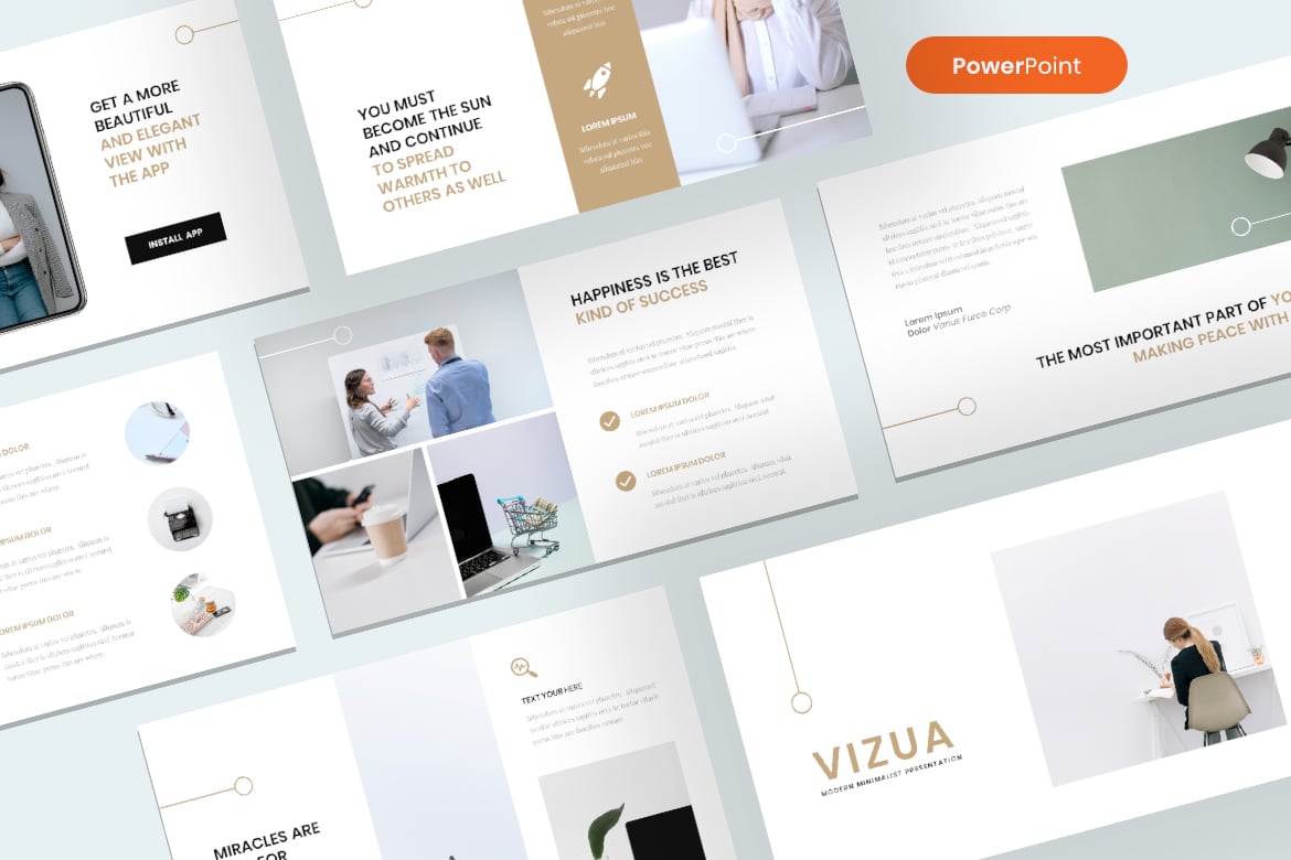 Vizua – Template PowerPoint Bisnis Minimalis yang Elegan