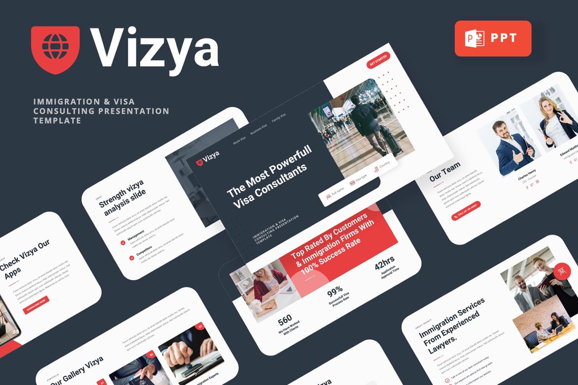 Template Presentasi PowerPoint Vizya - Solusi Konsultasi Imigrasi yang Modern