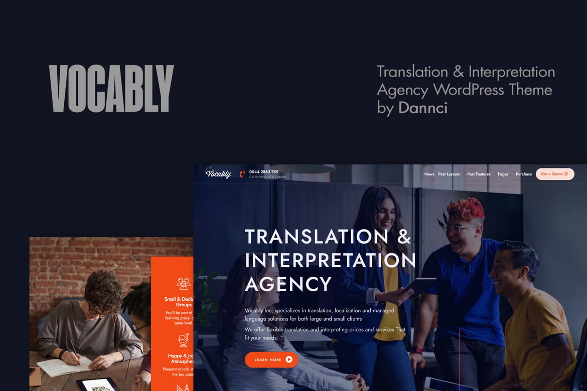 Vocably - Tema WordPress untuk Agensi Terjemahan dan Interpretasi