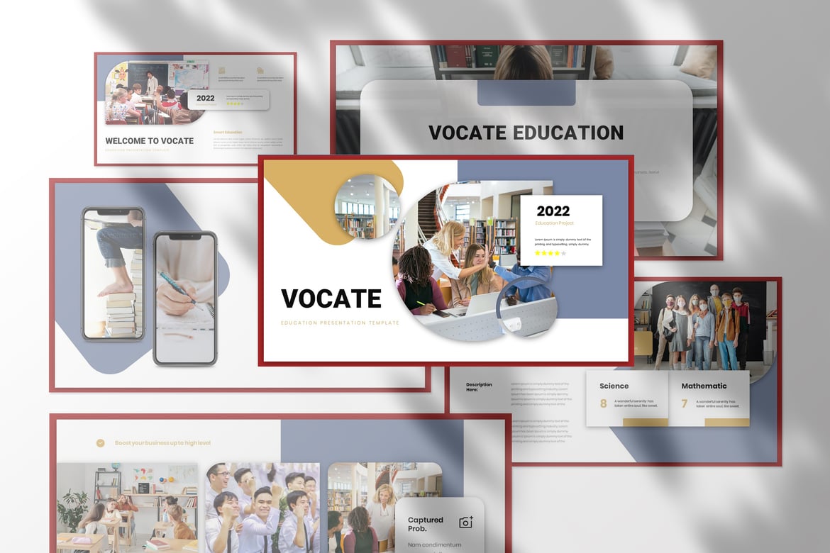 Template Presentasi PowerPoint Vocate untuk Pendidikan yang Menarik