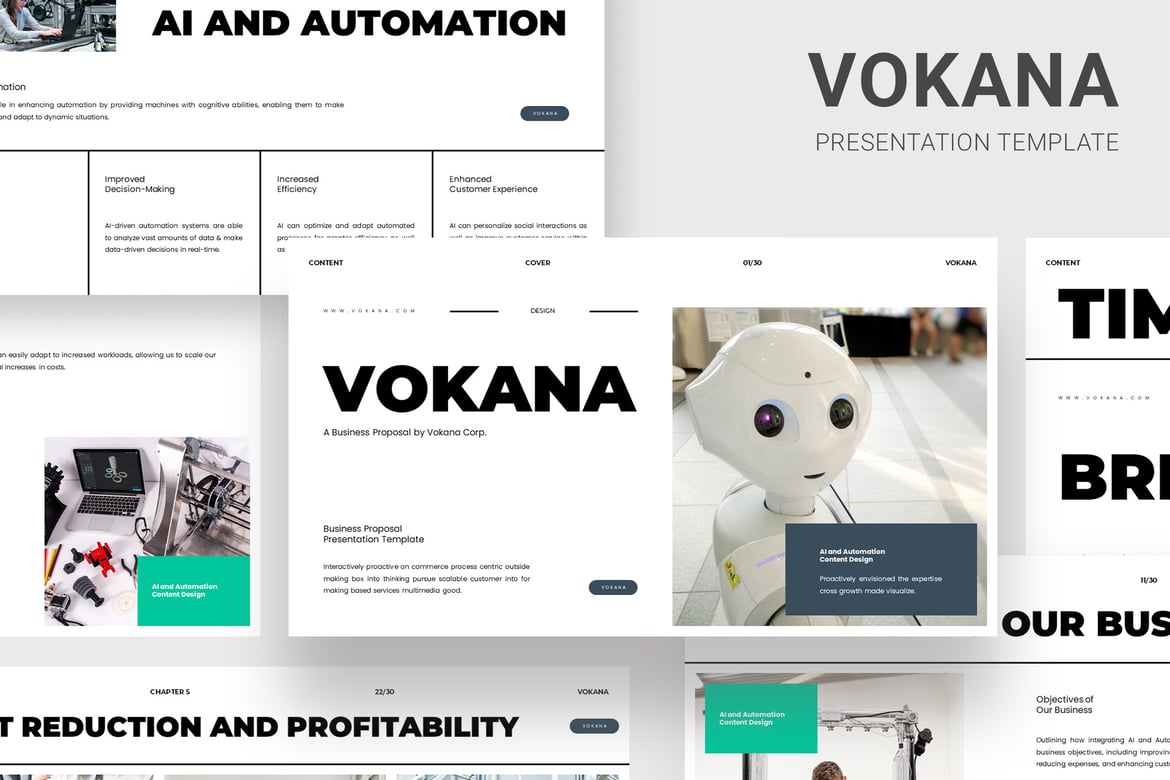Template Powerpoint Vokana - Kekuatan AI dan Otomatisasi untuk Presentasi Menarik