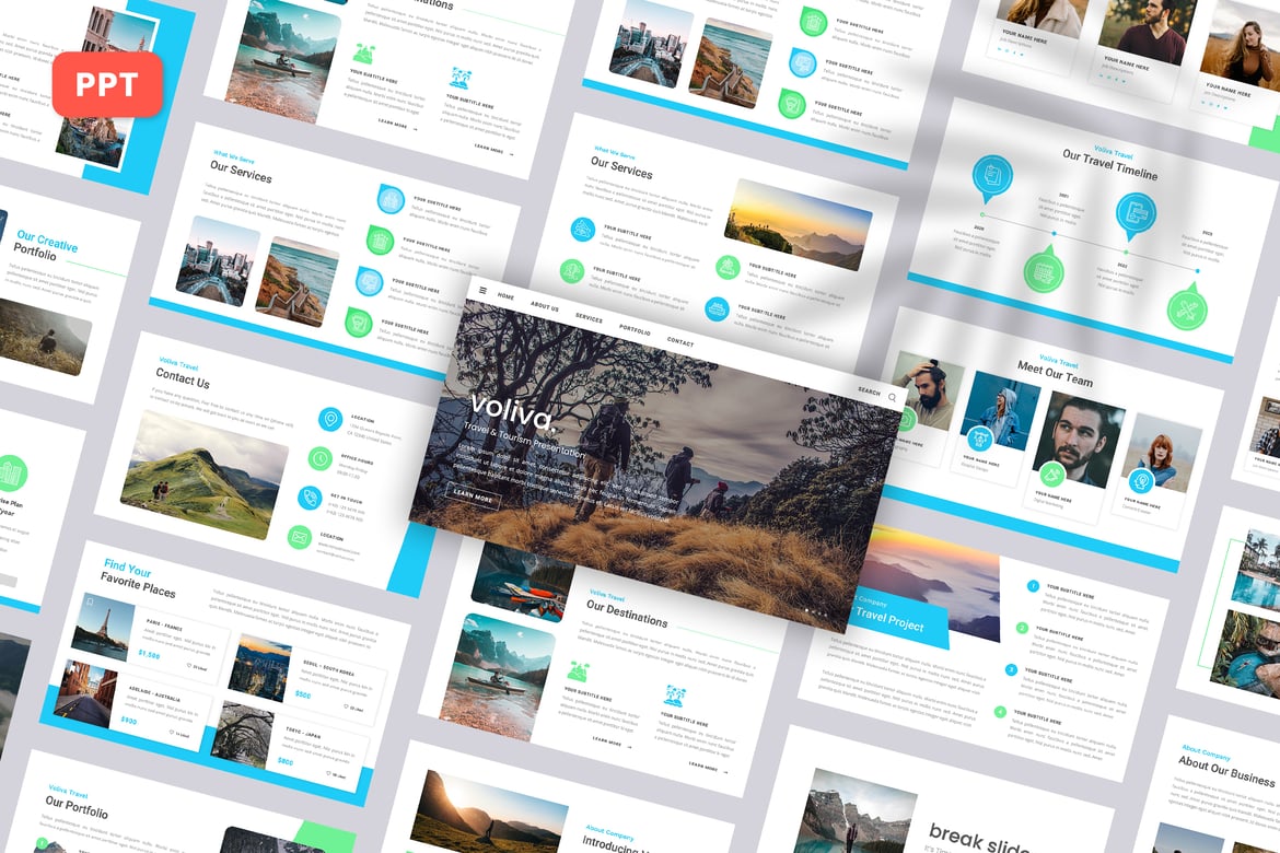 Voliva - Template PowerPoint untuk Perjalanan & Pariwisata yang Menarik