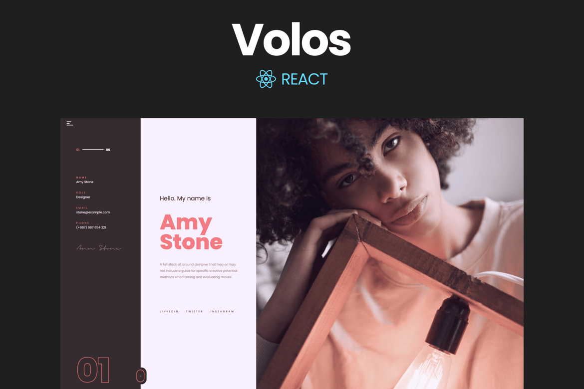 Template Web Resumé Satu Halaman Volos yang Elegan dan Responsif