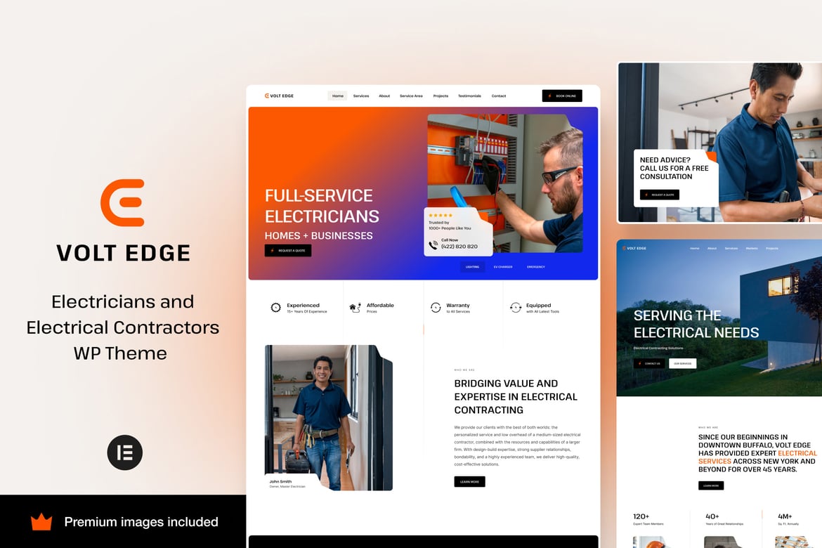 VoltEdge - Tema WordPress Profesional untuk Kontraktor Listrik