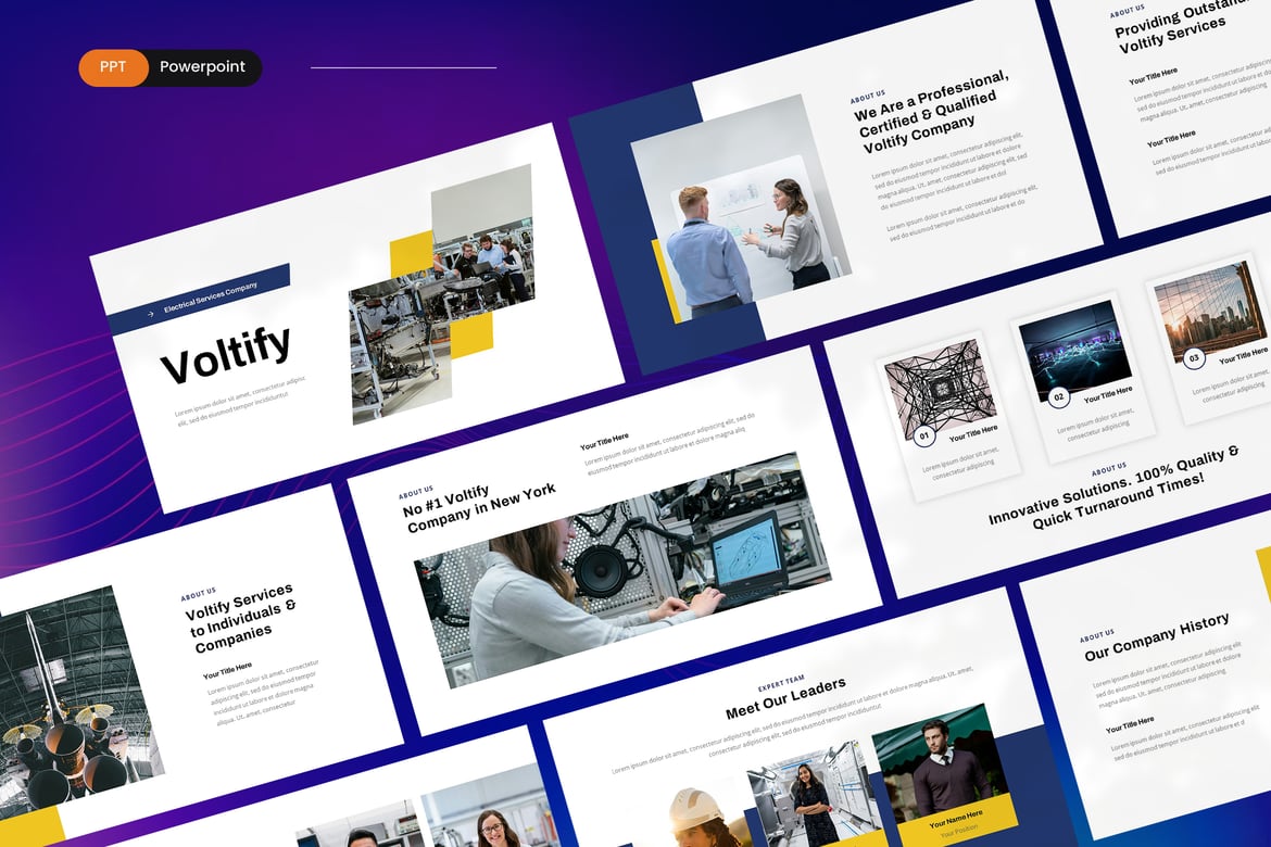 Voltify - Template Presentasi PowerPoint untuk Layanan Listrik