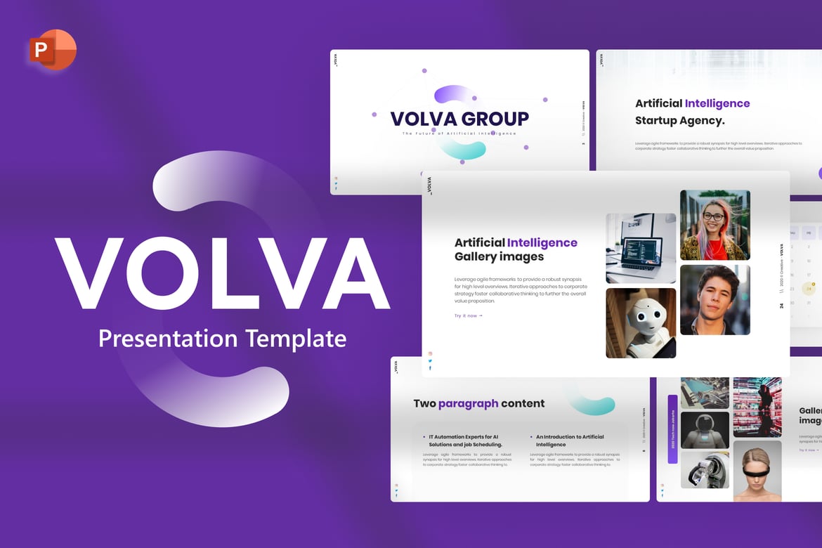 Template PowerPoint Teknologi Volva yang Modern dan Elegan