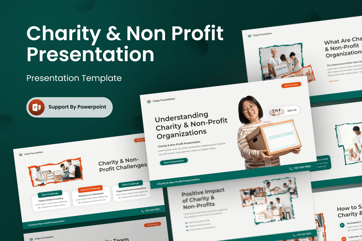 Template Presentasi PowerPoint Volya Foundation untuk Amal dan Organisasi Non-Profit