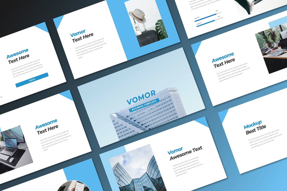 Template PowerPoint Bisnis Vomor yang Elegan dan Modern