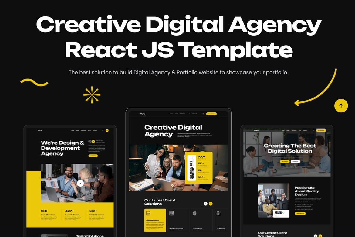 Vorix – Template Website Kreatif untuk Digital Agency Berbasis ReactJS