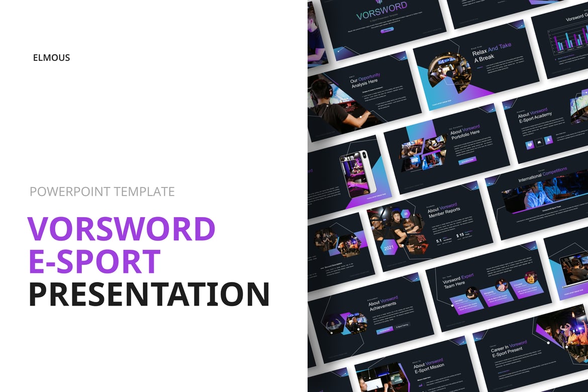 Template Presentasi PowerPoint Esport Vorsword yang Modern dan Profesional