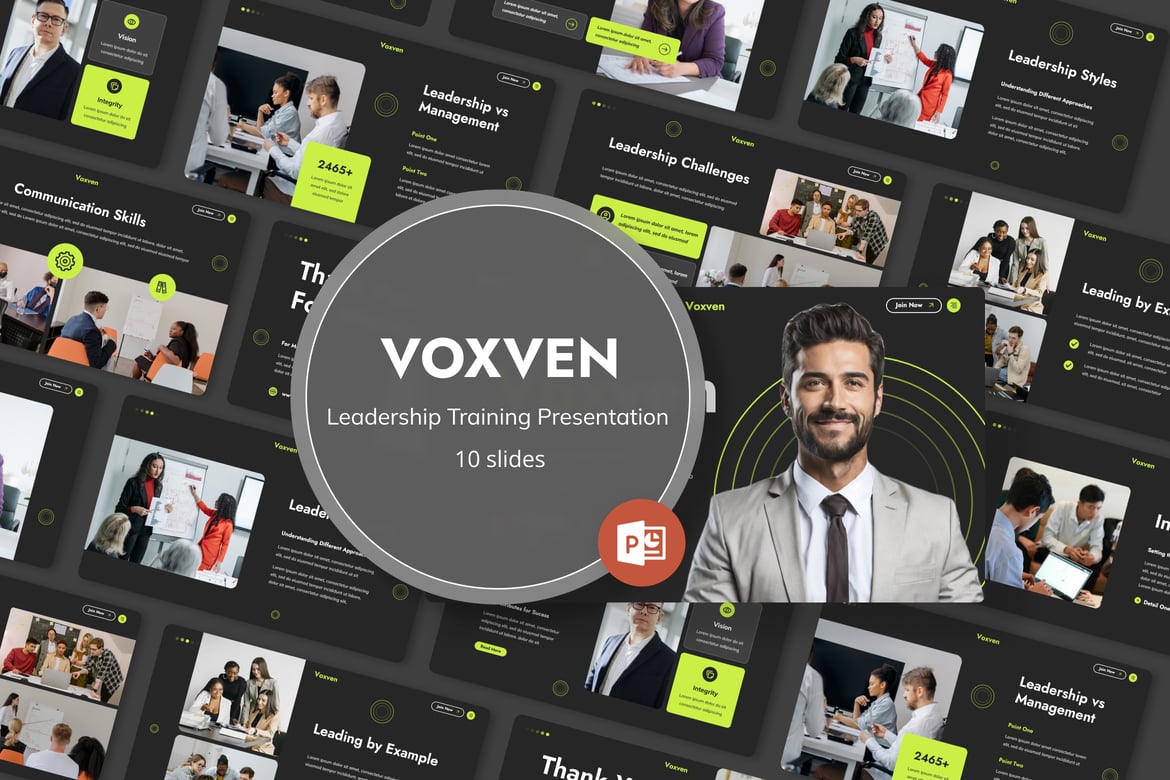 Voxven - Template PowerPoint Pelatihan Kepemimpinan yang Menarik