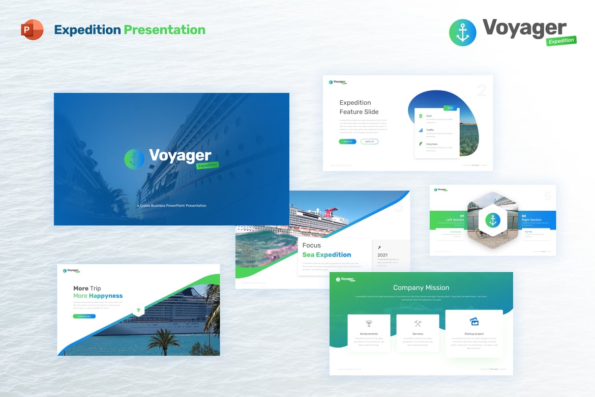 Template Presentasi PowerPoint Voyager Expedition yang Menarik